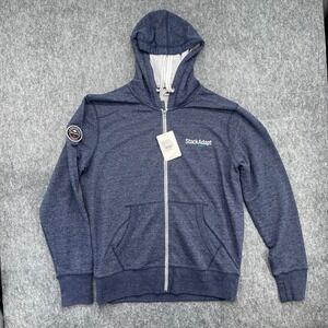 Roots 73 Sandylake Hoodie Mens Large Blue Heather StackAdapt Logo Full Zip
